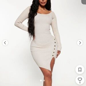 Oatmeal Long Sleeve Sweater Dress